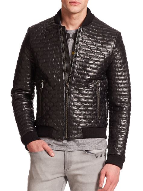 versace leather jacket men's